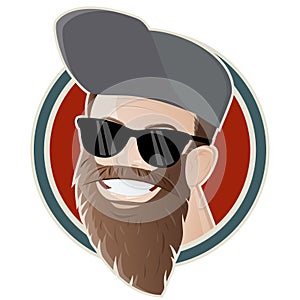 Funny cartoon man with a long beard