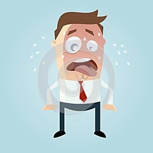 Funny cartoon man is sweating photo