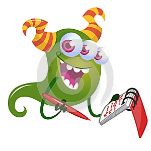 Funny cartoon monster. Vector Halloween illustration