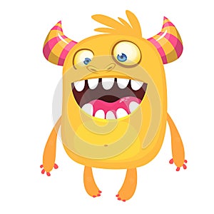 Funny cartoon monster. Vector Halloween orange monster. Big set of cartoon monsters.