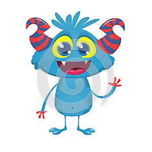 Funny cartoon monster. Vector illustration of excited monster character