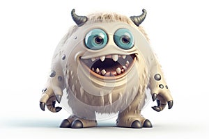 Funny cartoon monster on white background. Scary creature. Cute Halloween character. Generative AI.