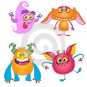 Funny cartoon monsters set. Halloween  illustration