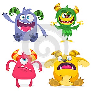 Funny cartoon monsters set. Halloween  illustration