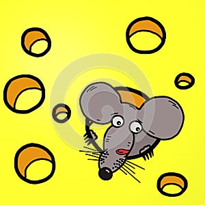 Funny cartoon mouse-guzzler
