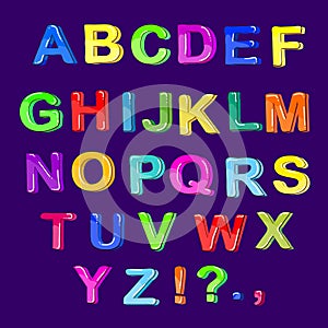 Funny cartoon multicolored bubble letters, vector Isolated on