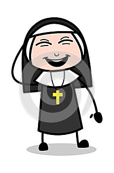Funny - Cartoon Nun Lady Vector Illustration