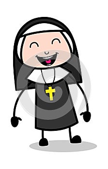 Funny - Cartoon Nun Lady Vector Illustration