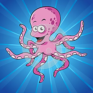 Funny cartoon octopus