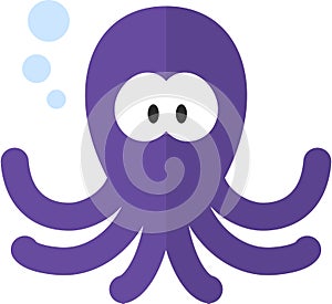 Funny cartoon octopus. Flat icon