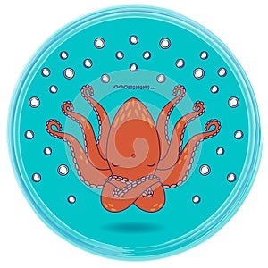 Funny cartoon octopus singing om mantra - animal yoga series