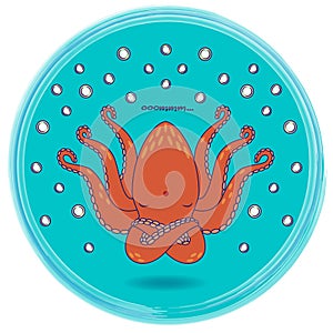 Funny cartoon octopus singing om mantra - animal yoga series photo
