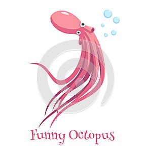 Funny cartoon octopus