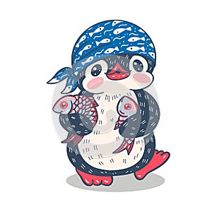 Funny cartoon penguin