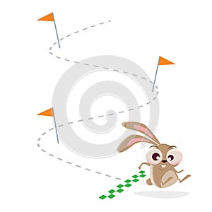 funny cartoon rabbit reaching the goal