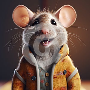 Funny Cartoon Rat In Colorful Sweaters photo