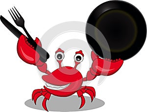 Funny cartoon red crab