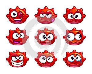 Funny cartoon red jelly monster