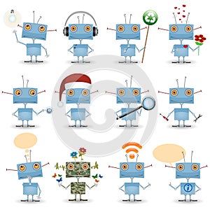 Funny cartoon robot set