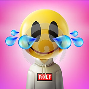 Funny cartoon ROLF emoji design, vector image. Face lol laugh and crying tear icon. New NFT collection photo