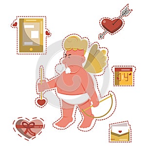 Funny cartoon Saint Valentine`s day stickers