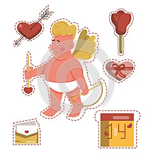 Funny cartoon Saint Valentine`s day stickers