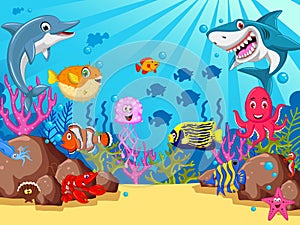 Funny cartoon sea life for you design