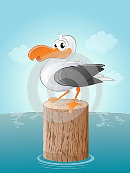 Funny cartoon seagull