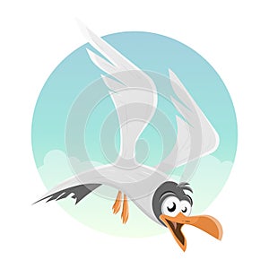 Funny cartoon seagull vector illustration