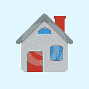 Funny cartoon style house icon. Vector illustration