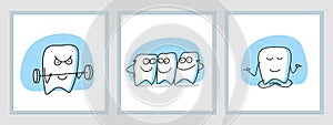 Funny cartoon teeth. A set of pictures for a dental clinic