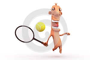 Funny cartoon tennis player. Objects over white.