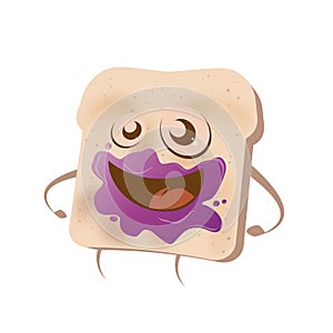 Funny cartoon toast with blueberry marmalade photo