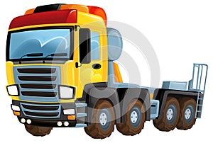 funny cartoon tow or cargo heavy duty truck isolated illustration for children