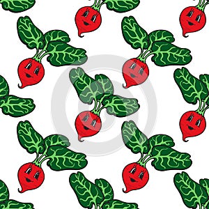 Funny cartoon vegetable orange pumpkin seamless pattern