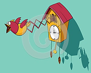 Funny Cartoon Wooden Cuckoo Clock photo
