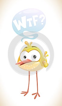 Funny cartoon yellow bird