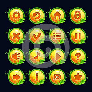 Funny cartoon yellow round menu buttons