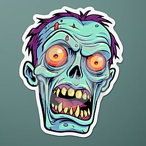 Funny Cartoon Zombie Head Sticker Art - Download Vector Vectors