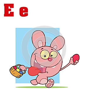 Funny Cartoons Alphabet-Easter Bunny With Letters photo