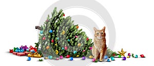 Funny Cat Christmas Tree Mishap