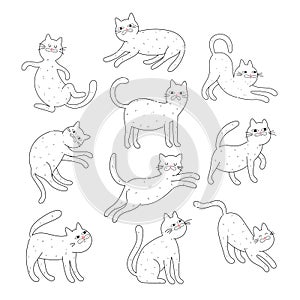 Funny cat outline vector collection