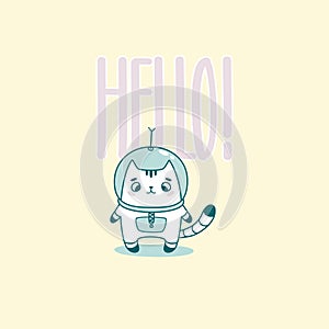 Funny cats astronauts, for smartphones. Logo, icons. Vector illustration. Cute Cat