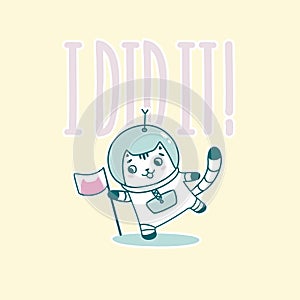 Funny cats astronauts, for smartphones. Logo, icons. Vector illustration. Cute Cat