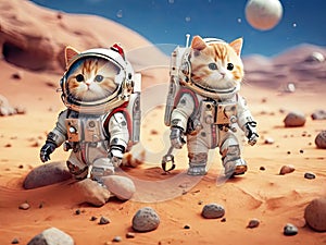 Funny cats astronauts at the space