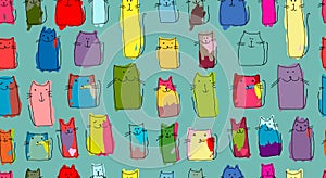 Funny cats family, seamless pattern for your design