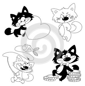 Funny cats outlined