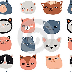 Funny cats seamless pattern