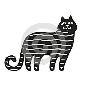 Funny cats set. Black cats silhouette collections. Cartoon style.
