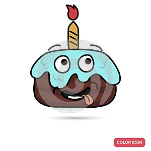 Funny chat birthday cake smile color flat icon